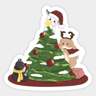 Christmas Tree decoration with bunny _ Bunniesmee Christmas Edition Sticker